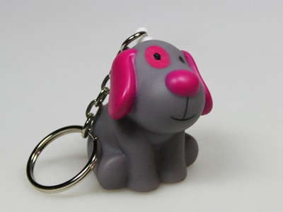 Porte clés Bill le chien dragées baptême - Gris et fuchsia – Image 2