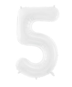 Ballon chiffre 5 blanc
