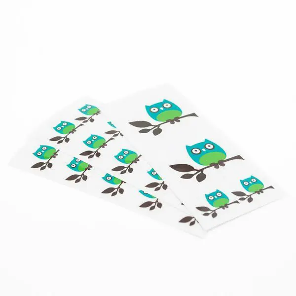 Stickers chouette bleu dragées baptême - Lot de 30