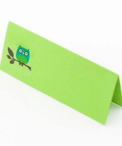 Marque-place chouette bleu dragées baptême