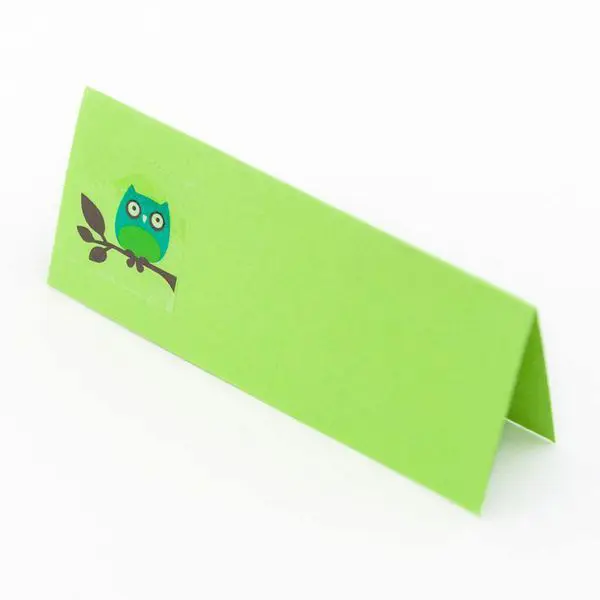 Marque-place chouette bleu dragées baptême