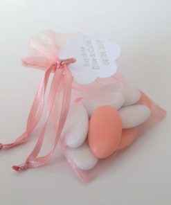 sac à dragées organza corail/peche