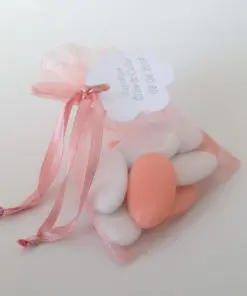 sac à dragées organza corail/peche