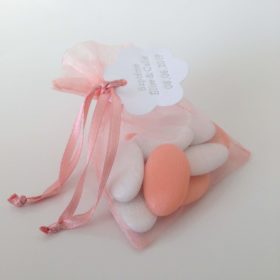 sac à dragées organza corail/peche