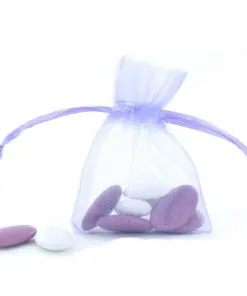 sac a dragées organza bleu ciel