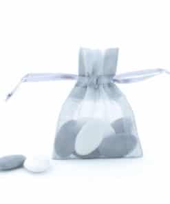 sac a dragées organza bleu ciel