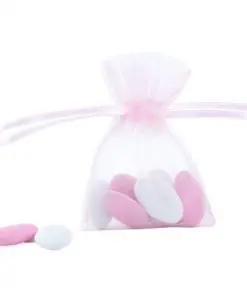 sac à dragées organza rose