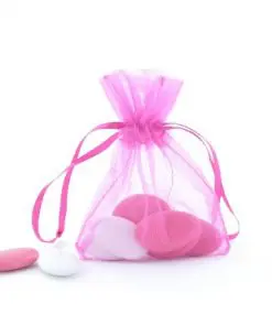 sac à dragées organza fuchsia