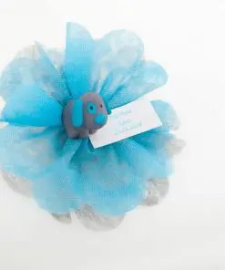 Clip chien turquoise dragées baptême