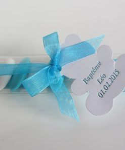 Etui à dragées avec étiquette ourson