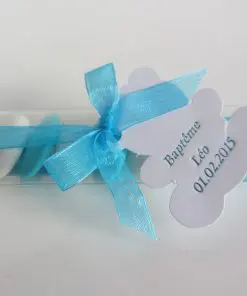 Etui à dragées avec étiquette ourson