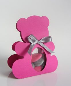 Boite a dragees ourson fuchsia