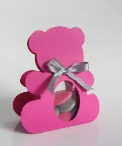 Boite a dragees ourson fuchsia