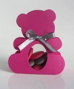 Alternative view of Contenant dragées ourson - Fuchsia- Dragées baptême