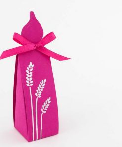 Boite à dragées Communion - Bougie - Fuchsia / Argent - Lot de 10