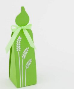 Boite à dragées communion - Bougie Vert/Argent -Lot de 10