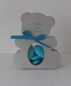 Contenant dragées ourson - Gris - Dragées baptême