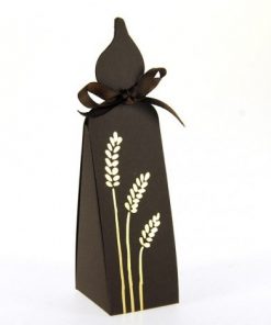 Boite à dragées communion - Bougie Marron/Or - Lot de 10