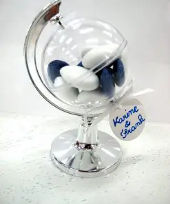 Contenant à dragées globe - Argenté - Plexi