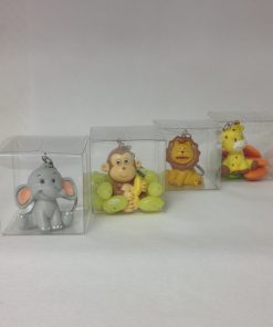 Baptême thème jungle - Porte clés avec boite cube