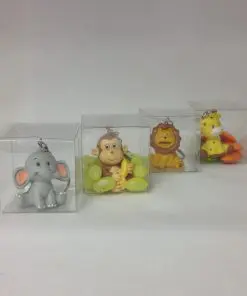 Baptême thème jungle - Porte clés avec boite cube