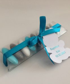Etui à dragées avec étiquette ourson