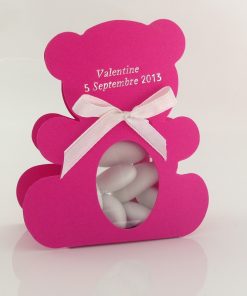 Contenant dragées ourson fuchsia