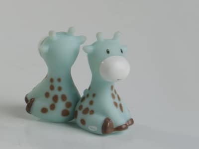 Dragées baptême girafe bleu aimantée