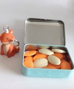 Dragées renard : porte-clés avec boite rectangle
