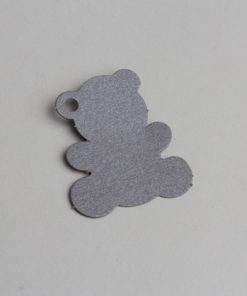 etiquette ourson gris argente