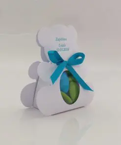 contenant dragées ourson blanc nacré