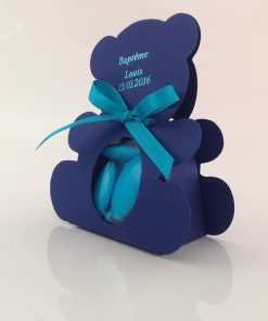 dragées bapteme ourson bleu roi