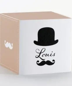 Boite à dragées moustache - cube