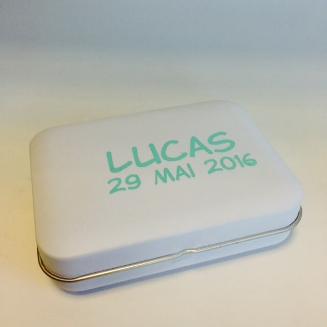 boite à dragées métal rectangulaire blanche