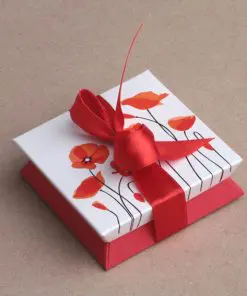 Boite à dragées coquelicot