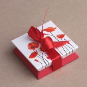 Boite à dragées coquelicot