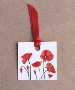 Étiquette Coquelicot carrée - Lot de 4