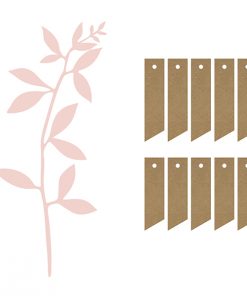 Double étiquettes + branches de feuilles rose poudré - lot de 6