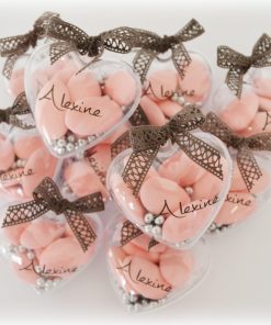 Contenant à dragées plexi . coeur plexi dragées