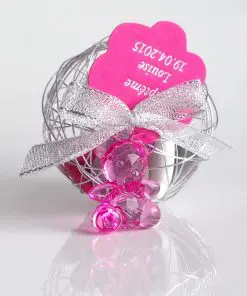 Pendentif Ourson Fuchsia - Lot de 10