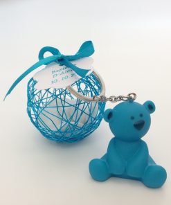 dragées baptême garcon ourson turquoise