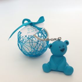 dragées baptême garcon ourson turquoise