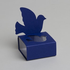 boite a dragees colombe bleu roi