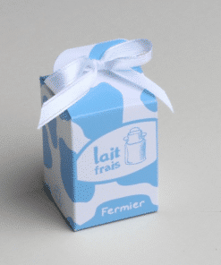 Contenant à dragées Brique de lait Bleu theme ferme