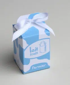 Contenant à dragées Brique de lait Bleu theme ferme