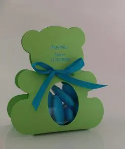 Contenant dragées ourson - Vert -Dragées baptême