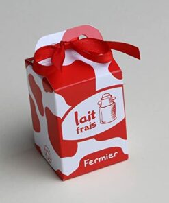 Contenant à dragées Brique de lait Rouge thème ferme