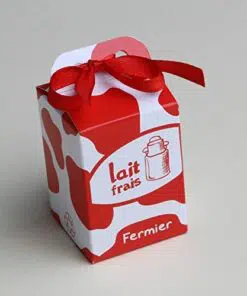 Contenant à dragées Brique de lait Rouge thème ferme