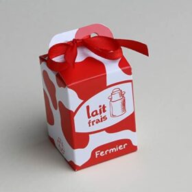 Contenant à dragées Brique de lait Rouge thème ferme
