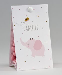Boite à dragées éléphant rose